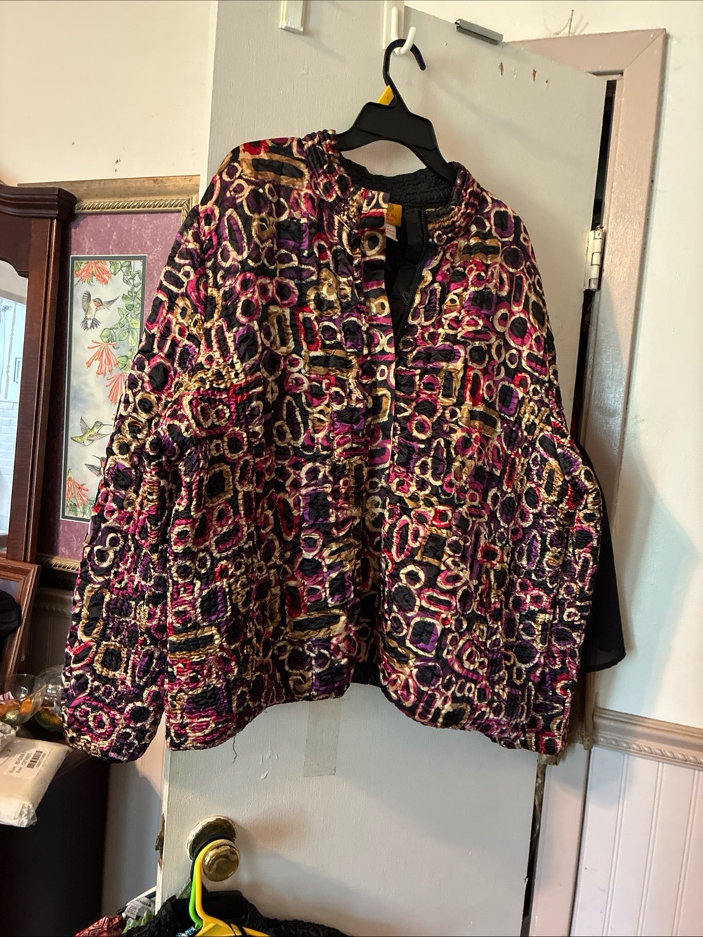 Ruby Rd. Multicolor Quilted Teddy Jacket - Pink, Black & Gold